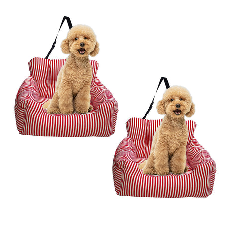 SOGA 2X Red Pet Car Seat Sofa Safety Soft Padded Portable Travel Carrier Bed - Cafe Supply