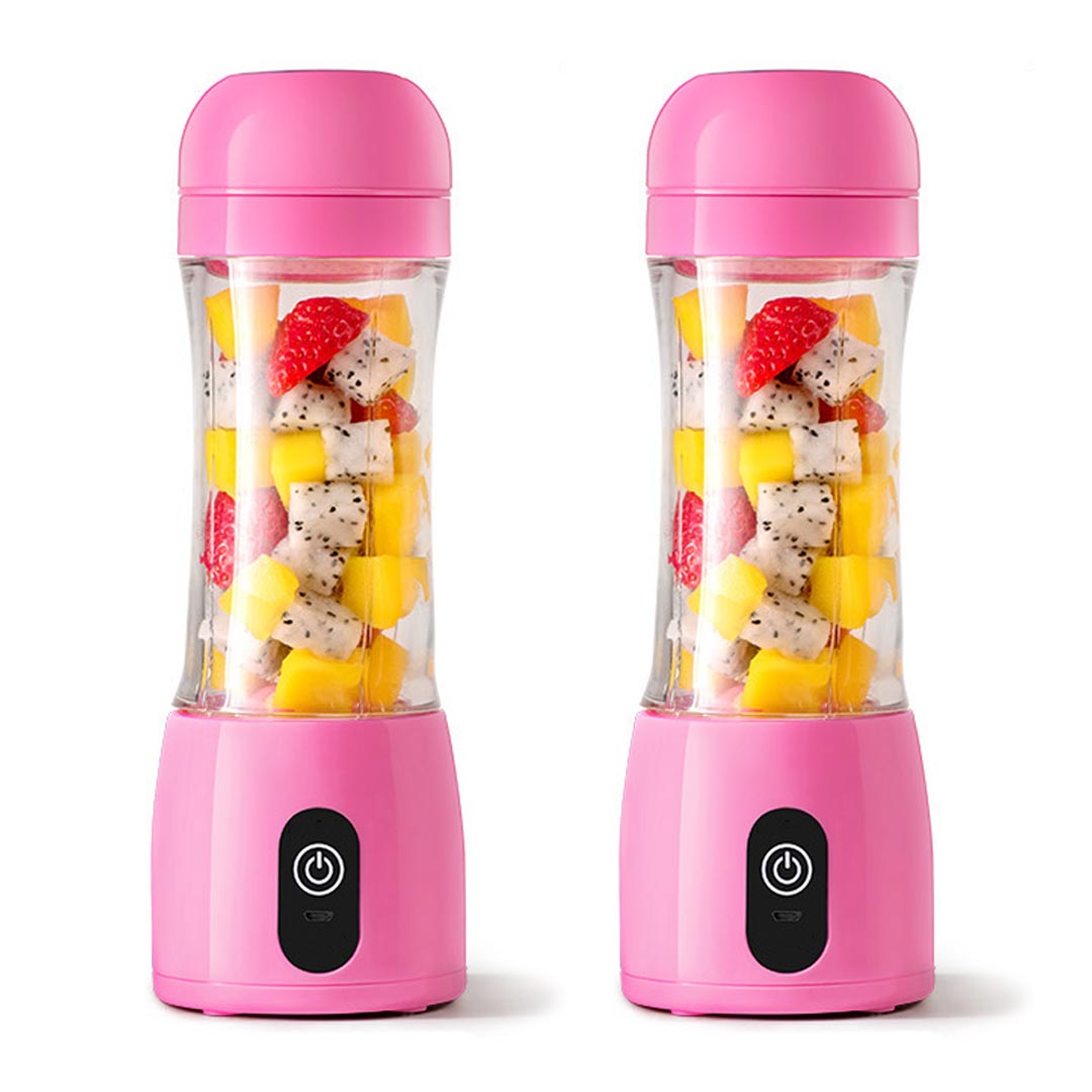 SOGA 2X 380ml Portable Mini USB Rechargeable Handheld Fruit Mixer Juicer Pink - Cafe Supply