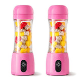 SOGA 2X 380ml Portable Mini USB Rechargeable Handheld Fruit Mixer Juicer Pink - Cafe Supply