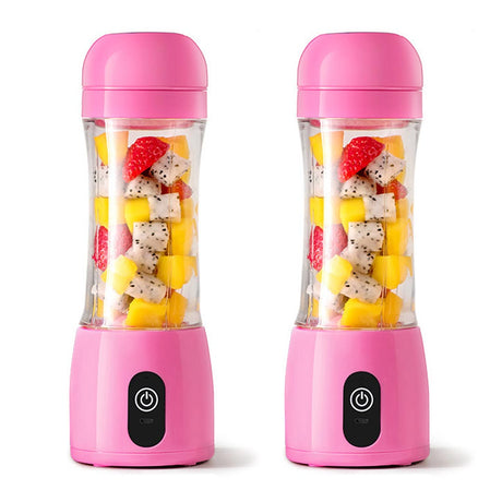 SOGA 2X 380ml Portable Mini USB Rechargeable Handheld Fruit Mixer Juicer Pink - Cafe Supply