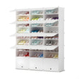SOGA 9 Tier 3 Column White Shoe Rack Organizer Sneaker Footwear Storage Stackable Stand Cabinet Portable Wardrobe with Cover - Cafe Supply
