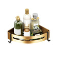 SOGA Gold Wall-Mounted Triangular Bathroom Storage Corner Vanity Organiser Space Saving Adhesive Shelf Rack with Hooks - Cafe Supply