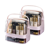 SOGA 2X 2 Tier Pink Countertop Makeup Cosmetic Storage Organiser Skincare Holder Jewelry Storage Box with Handle - Cafe Supply