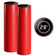 SOGA 2X 500ML Stainless Steel Smart LCD Thermometer Display Bottle Vacuum Flask Thermos Red - Cafe Supply