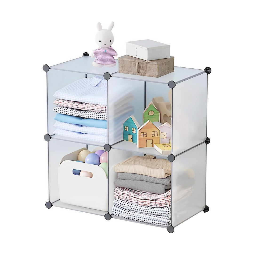 SOGA 4-Cube Transparent Shelf Box Portable Cubby DIY Storage Shelves Modular Closet Organiser - Cafe Supply