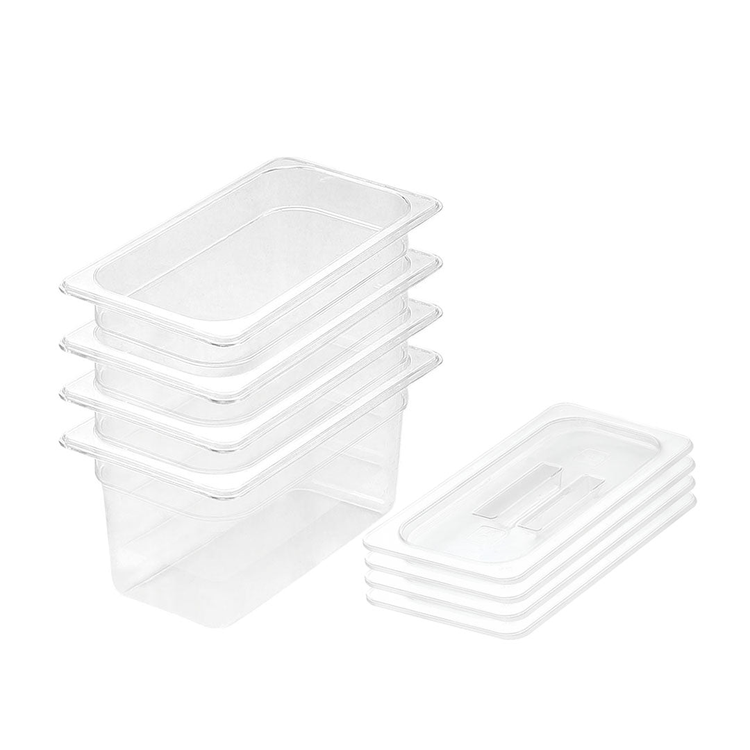 SOGA 150mm Clear Gastronorm GN Pan 1/3 Food Tray Storage Bundle of 4 with Lid - Cafe Supply