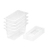 SOGA 150mm Clear Gastronorm GN Pan 1/3 Food Tray Storage Bundle of 4 with Lid - Cafe Supply