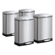 SOGA 4X Foot Pedal Stainless Steel Rubbish Recycling Garbage Waste Trash Bin Rectangular Shape 12L Silver - Cafe Supply