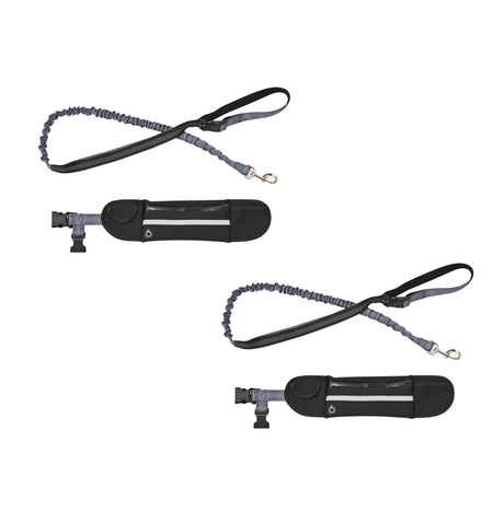 SOGA 2X Black Adjustable Hands-Free Pet Leash Bag Dog Lead Walking Running Jogging Pet Essentials - Cafe Supply