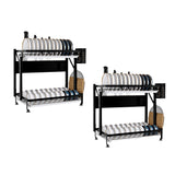 SOGA 2X 2 Tier Steel Black Kitchen Countertop Drying Dish Rack Plate Cutlery Cutting Board Holder Dish Drainer Kitchen Organiser - Cafe Supply