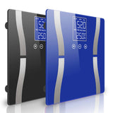 SOGA 2X Glass LCD Digital Body Fat Scale Bathroom Electronic Gym Water Weighing Scales Black/Blue - Cafe Supply