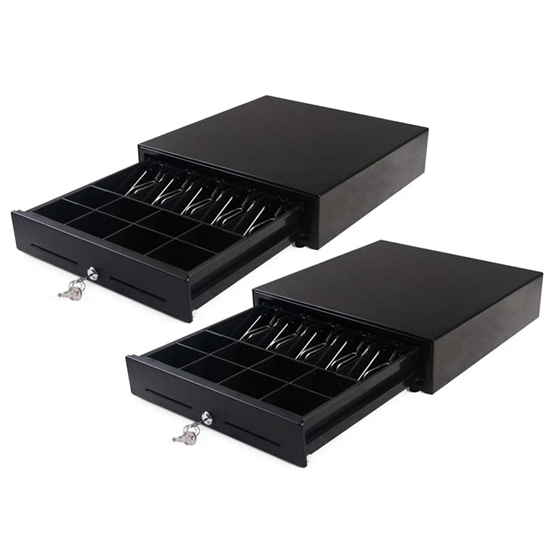 SOGA 2X Black Heavy Duty Cash Drawer Electronic 4 Bills 8 Coins Cheque Slot Tray Pos 410 - Cafe Supply