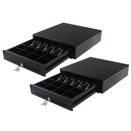 SOGA 2X Black Heavy Duty Cash Drawer Electronic 4 Bills 8 Coins Cheque Slot Tray Pos 410 - Cafe Supply