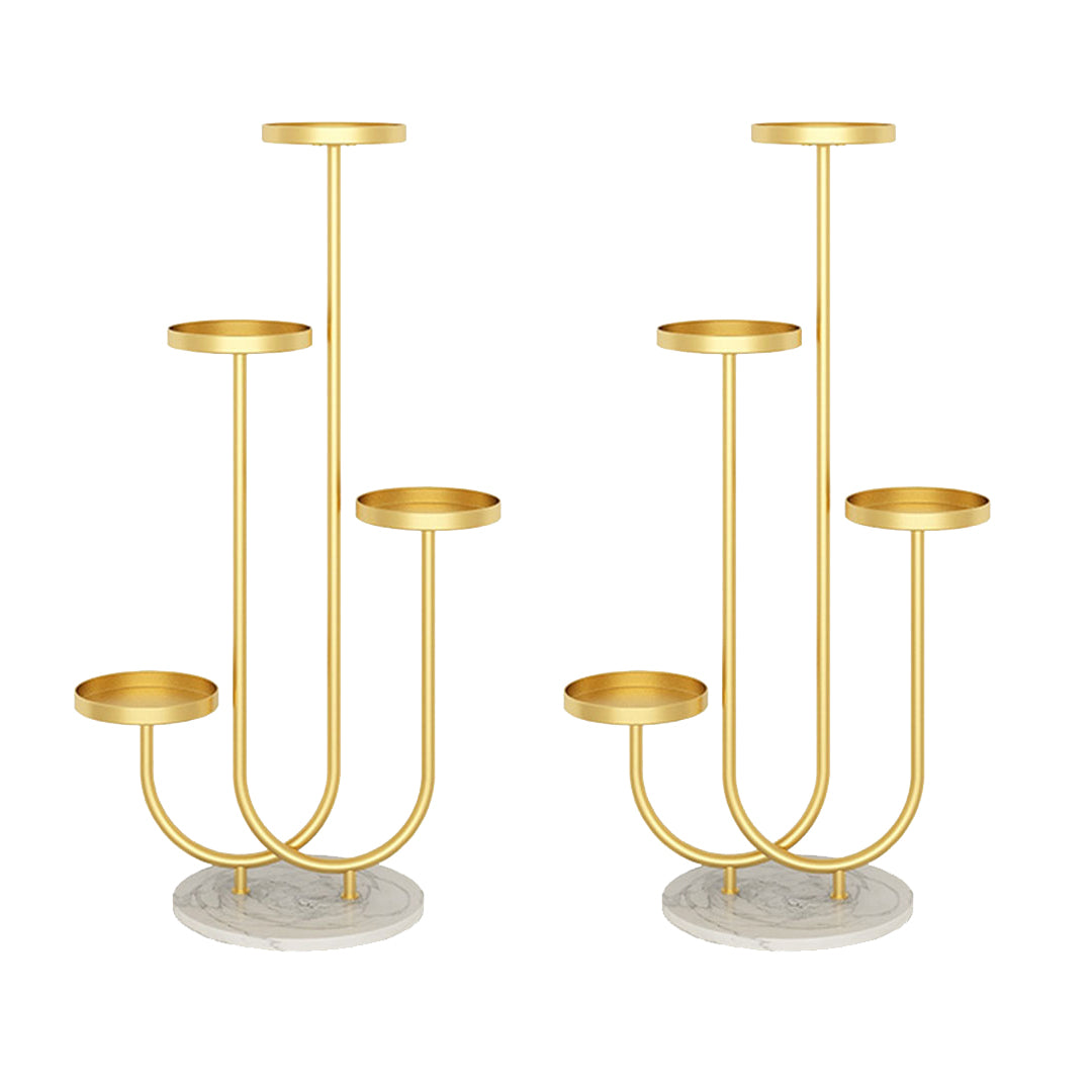 SOGA 2X U Shaped Plant Stand Round Flower Pot Tray Living Room Balcony Display Gold Metal Decorative Shelf - Cafe Supply