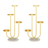 SOGA 2X U Shaped Plant Stand Round Flower Pot Tray Living Room Balcony Display Gold Metal Decorative Shelf - Cafe Supply