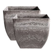SOGA 2X 27cm Rock Grey Square Resin Plant Flower Pot in Cement Pattern Planter Cachepot for Indoor Home Office - Cafe Supply