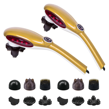 SOGA 2X  6 Heads Portable Handheld Massager Soothing Stimulate Blood Flow Shoulder Yellow - Cafe Supply