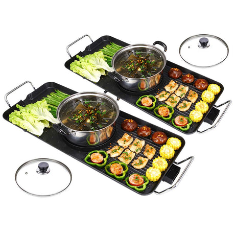 SOGA 2X Electric Steamboat Asian Hot Pot Soup Maker Fondue Teppanyaki Hotpot Grill - Cafe Supply