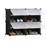 SOGA 4 Tier 2 Column Shoe Rack Organizer Sneaker Footwear Storage Stackable Stand Cabinet Portable Wardrobe with Cover - Cafe Supply