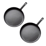 SOGA 2X 26cm Round Cast Iron Frying Pan Skillet Griddle Sizzle Platter - Cafe Supply