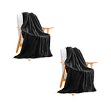 SOGA 2X Black Throw Blanket Warm Cozy Double Sided Thick Flannel Coverlet Fleece Bed Sofa Comforter - Cafe Supply
