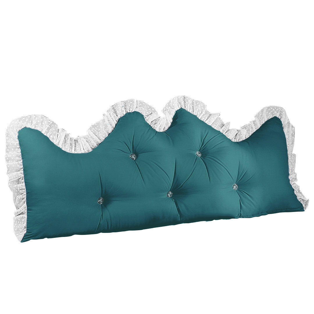 SOGA 180cm Blue-Green Princess Bed Pillow Headboard Backrest Bedside Tatami Sofa Cushion with Ruffle Lace Home Decor - Cafe Supply