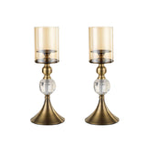 SOGA 2X 38cm Glass Candle Holder Candle Stand Glass/Metal - Cafe Supply
