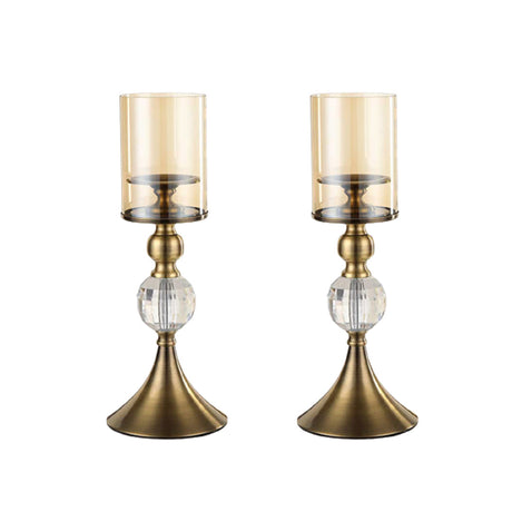 SOGA 2X 38cm Glass Candle Holder Candle Stand Glass/Metal - Cafe Supply