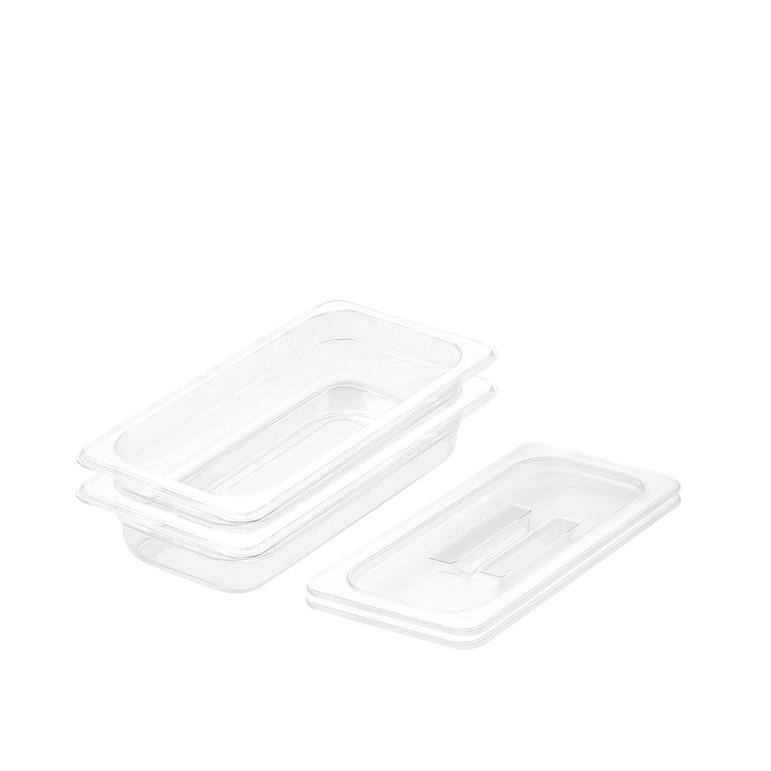 SOGA 65mm Clear Gastronorm GN Pan 1/3 Food Tray Storage Bundle of 2 with Lid - Cafe Supply