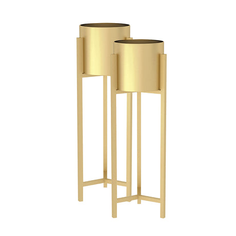 SOGA 2X 90cm Gold Metal Plant Stand with Flower Pot Holder Corner Shelving Rack Indoor Display - Cafe Supply