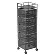 SOGA 5 Tier Steel Square Rotating Kitchen Cart Multi-Functional Shelves Portable Storage Organizer with Wheels - Cafe Supply