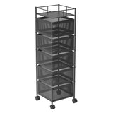 SOGA 5 Tier Steel Square Rotating Kitchen Cart Multi-Functional Shelves Portable Storage Organizer with Wheels - Cafe Supply