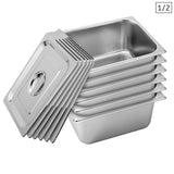 SOGA 6X Gastronorm GN Pan Full Size 1/2 GN Pan 15cm Deep Stainless Steel With Lid - Cafe Supply