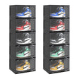 SOGA 2X 5 Tier Black Portable Shoe Organiser Sneaker Footwear Folding Plastic Bin Stackable Storage Box with Magnetic Door - Cafe Supply