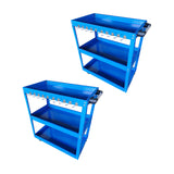 SOGA 2X 3 Tier Tool Storage Cart Portable Service Utility Heavy Duty Mobile Trolley with Hooks Blue - Cafe Supply