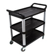 SOGA 3 Tier Food Trolley Food Waste Cart Storage Mechanic Kitchen Black Large - Cafe Supply