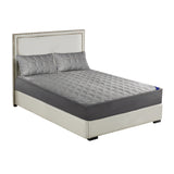 SOGA Grey 153cm Wide Mattress Cover Thick Quilted Stretchable Bed Spread Sheet Protector with Pillow Covers - Cafe Supply
