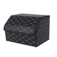 SOGA Leather Car Boot Collapsible Foldable Trunk Cargo Organizer Portable Storage Box Black/Gold Stitch Medium - Cafe Supply