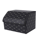 SOGA Leather Car Boot Collapsible Foldable Trunk Cargo Organizer Portable Storage Box Black/Gold Stitch Medium - Cafe Supply