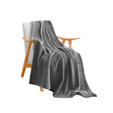 SOGA GreyThrow Blanket Warm Cozy Striped Pattern Thin Flannel Coverlet Fleece Bed Sofa Comforter - Cafe Supply