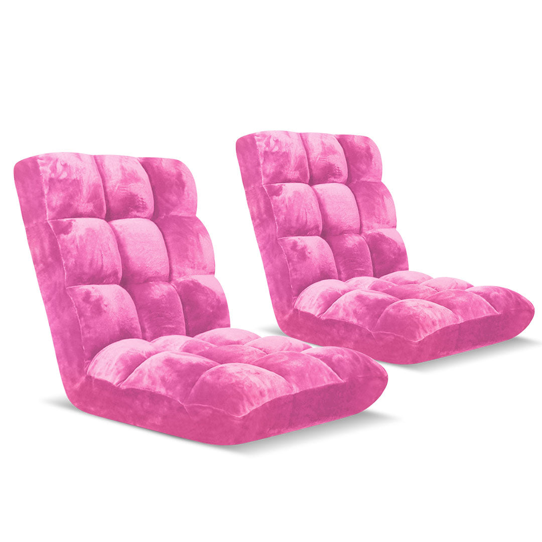 SOGA 2X Floor Recliner Folding Lounge Sofa Futon Couch Folding Chair Cushion Light Pink - Cafe Supply
