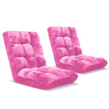 SOGA 2X Floor Recliner Folding Lounge Sofa Futon Couch Folding Chair Cushion Light Pink - Cafe Supply