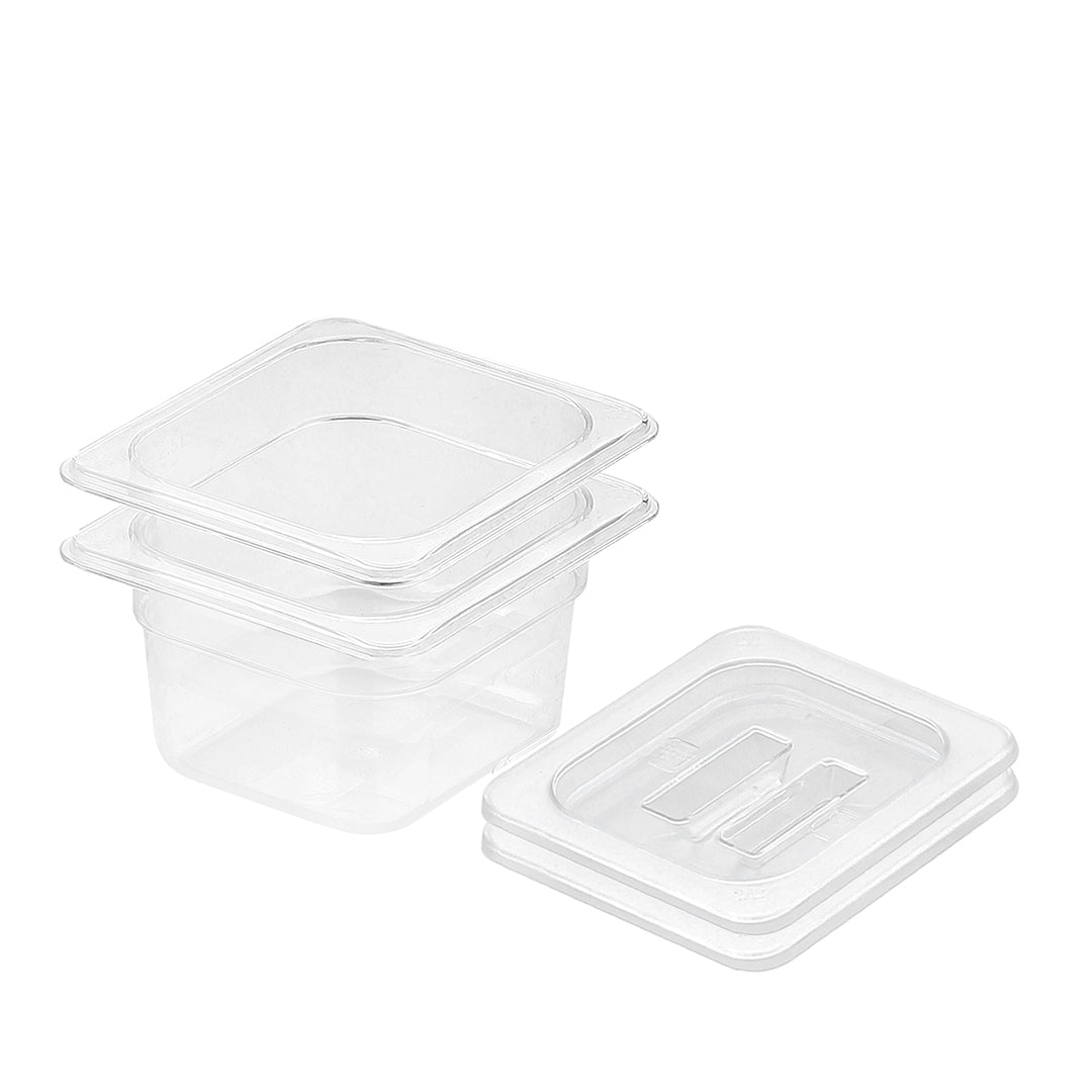 SOGA 100mm Clear Gastronorm GN Pan 1/6 Food Tray Storage Bundle of 2 with Lid - Cafe Supply