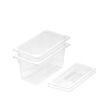 SOGA 150mm Clear Gastronorm GN Pan 1/3 Food Tray Storage Bundle of 2 with Lid - Cafe Supply
