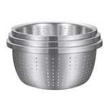 SOGA Stainless Steel Nesting Basin Colander Perforated Kitchen Sink Washing Bowl Metal Basket Strainer Set of 3 - Cafe Supply