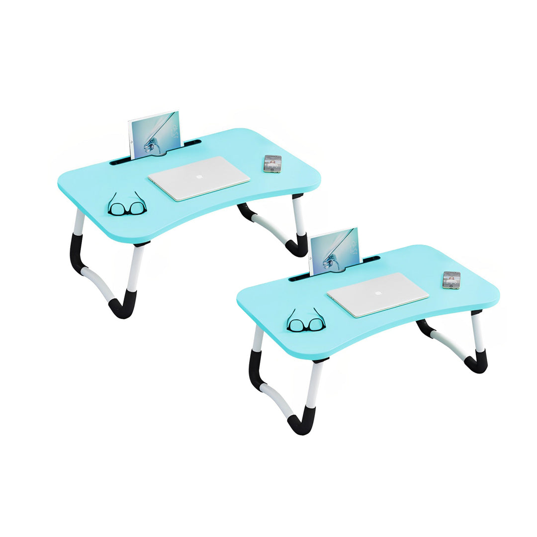 SOGA 2X Blue Portable Bed Table Adjustable Foldable Bed Sofa Study Table Laptop Mini Desk with Notebook Stand Card Slot Holder Home Decor - Cafe Supply
