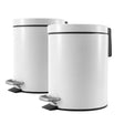SOGA 2X 12L Foot Pedal Stainless Steel Rubbish Recycling Garbage Waste Trash Bin Round White - Cafe Supply