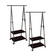 SOGA 2X 2-in-1 Organiser Clothes Shoe Rack Space-Saving Triangular Storage with Wheels Black - Cafe Supply