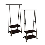 SOGA 2X 2-in-1 Organiser Clothes Shoe Rack Space-Saving Triangular Storage with Wheels Black - Cafe Supply