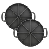 SOGA 2X 21.5CM Round Cast Iron Baking Wedge Pan Cornbread Cake 8-Slice Baking Dish with Handle - Cafe Supply